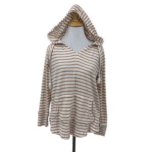 Roxy Sweatshirt Womens XS Striped Tassel Hoodie Pullover Kangaroo Pocket V Neck